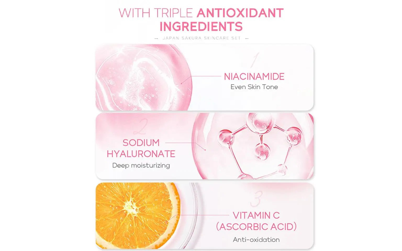 Niacinamide · Hyaluronic · Vitamin C