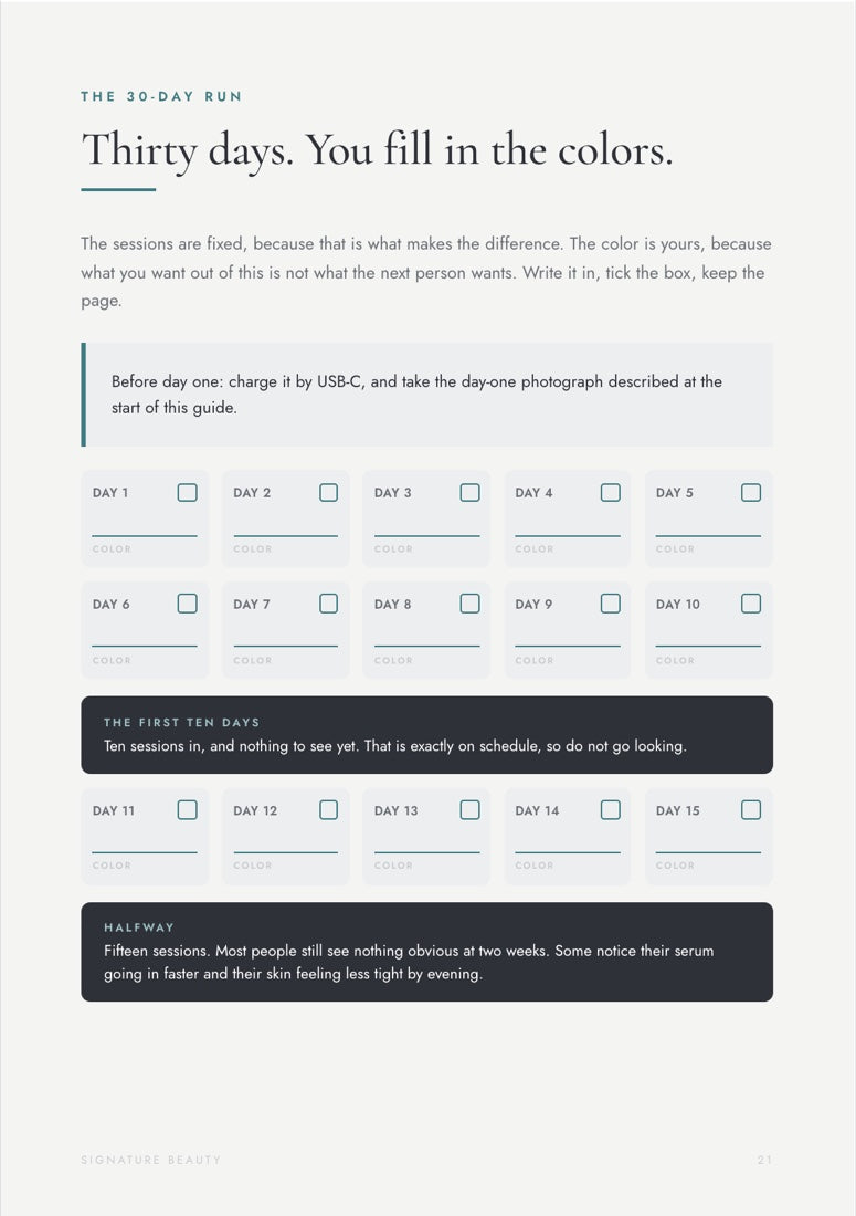 The 30-day calendar page of The 30-Day Lift Guide